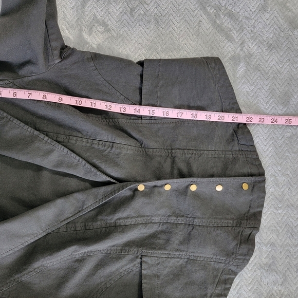 Anthropologie Structured Button Front Blazer Jacket Twill Dark Gray Size 12 - Picture 14 of 15